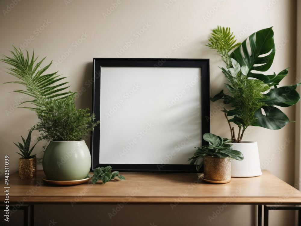 Fototapeta premium empty photo mockup on table