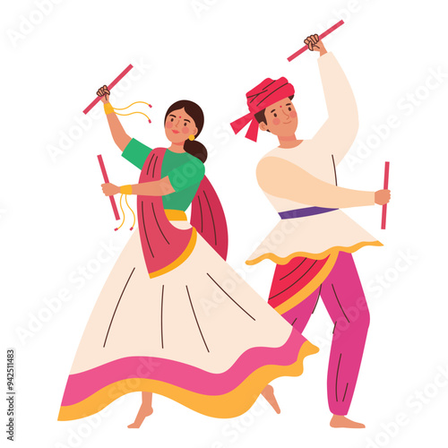 hindu dancers in navratri festival
