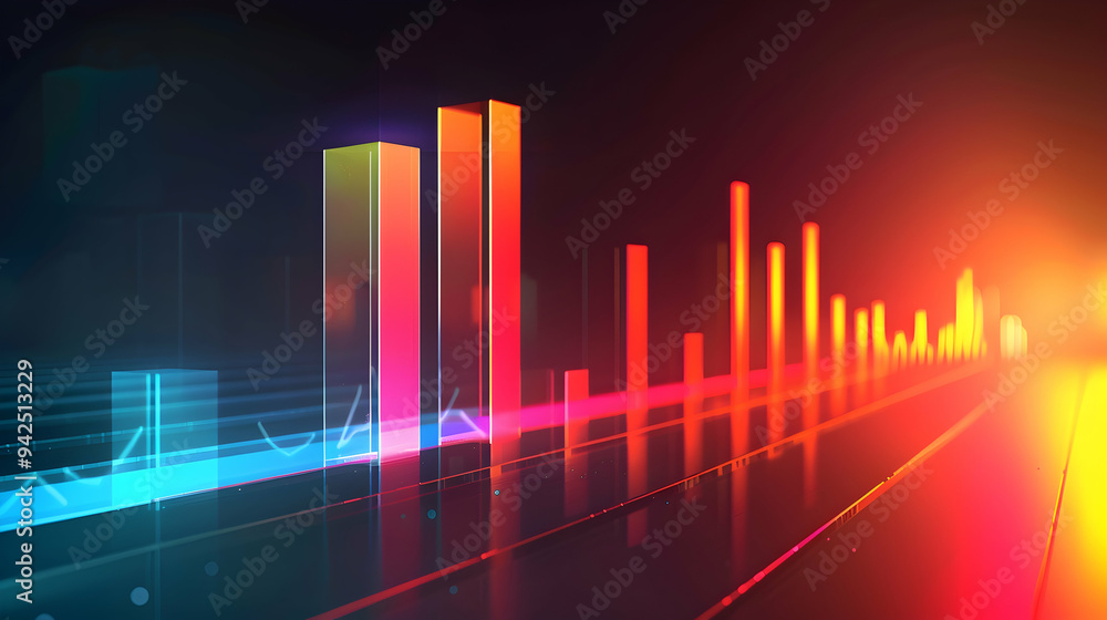 Progressive Growth Bar Chart with Glowing Top Segment Progressive Growth Bar Chart with Glowing Top Segment