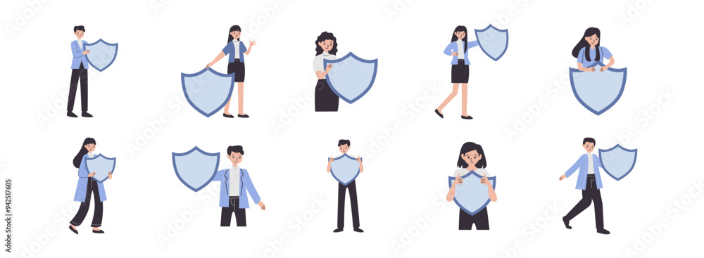 Shield Character flat illustration set. Include of shield, security, guard, safety, and badge. Vector illustration isolated transparent background Shield Character flat illustration set. Include of shield, security, guard, safety, and badge. Vector illustration isolated transparent background