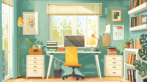 Wallpaper Mural Student's workplace at home. Torontodigital.ca