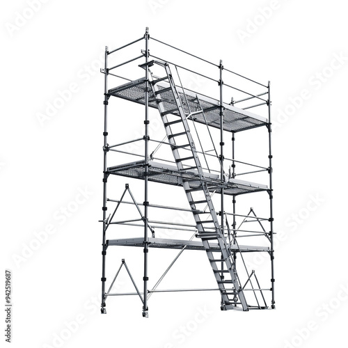 A three-level scaffolding platform with a ladder and a platform at the top.