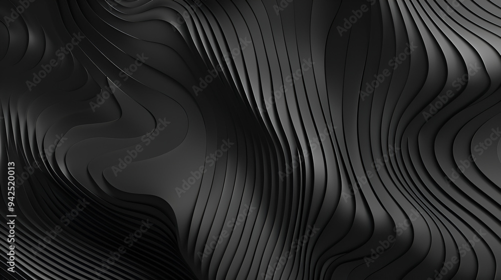 Dark Abstract Background with Wavy Textured Lines, Black and Grey Tones, Subtle Curves, and Minimalistic Design, Ideal for Modern Tech, Futuristic Concepts, and Digital Art Dark Abstract Background with Wavy Textured Lines, Black and Grey Tones, Subtle Curves, and Minimalistic Design, Ideal for Modern Tech, Futuristic Concepts, and Digital Art