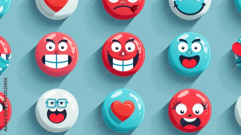 Colorful Emojis with Different Expressions. Colorful Emojis with Different Expressions.