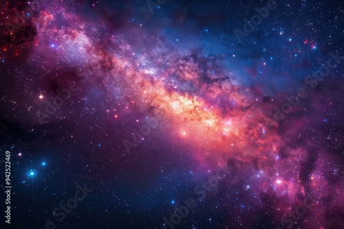 A magnificent galaxy spreads across the cosmos, with vibrant colors swirling and blending into countless stars, creating a breathtaking cosmic tapestry that captivates the observer.