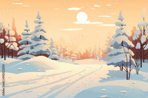 Serene winter landscape illustration