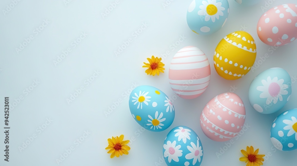 Colorful Easter Eggs in Various Designs and Patterns, Perfectly Arranged on a Soft Background, Celebrating the Festive Spirit of Easter with Vibrant Hues and Creative Details Colorful Easter Eggs in Various Designs and Patterns, Perfectly Arranged on a Soft Background, Celebrating the Festive Spirit of Easter with Vibrant Hues and Creative Details