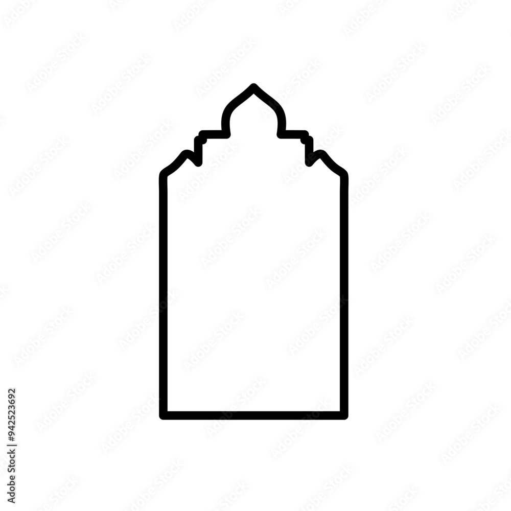 Black line shape isamic door and window silhouette Arabic arch Black line shape isamic door and window silhouette Arabic arch
