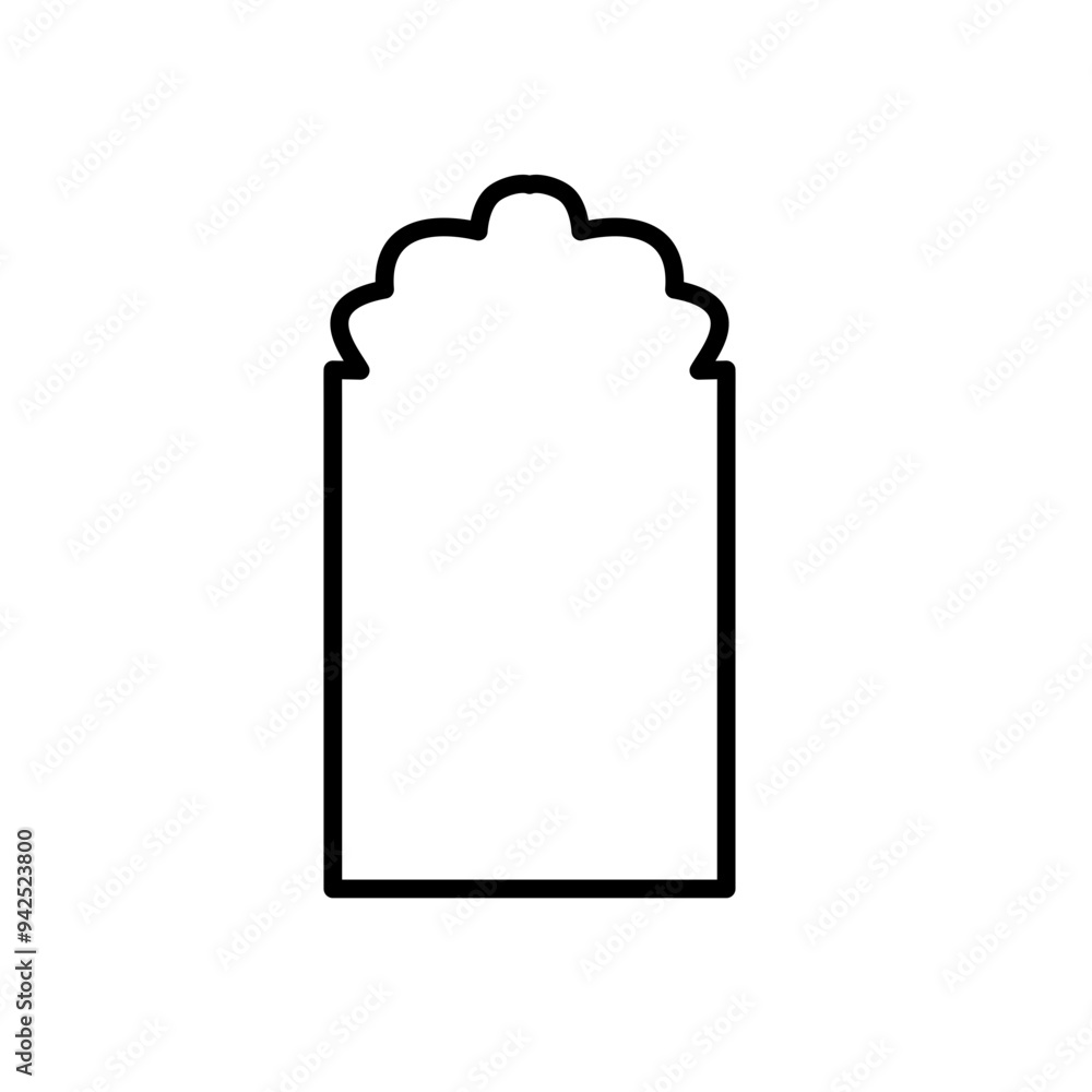 Black line shape isamic door and window silhouette Arabic arch Black line shape isamic door and window silhouette Arabic arch