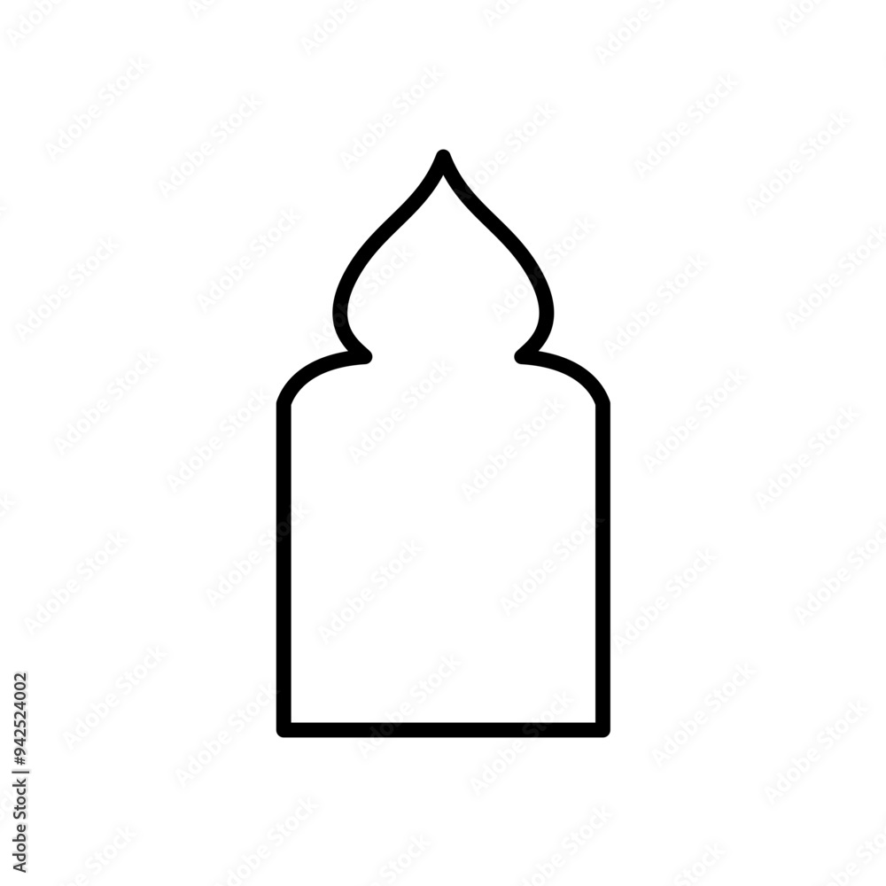 Black line shape isamic door and window silhouette Arabic arch Black line shape isamic door and window silhouette Arabic arch