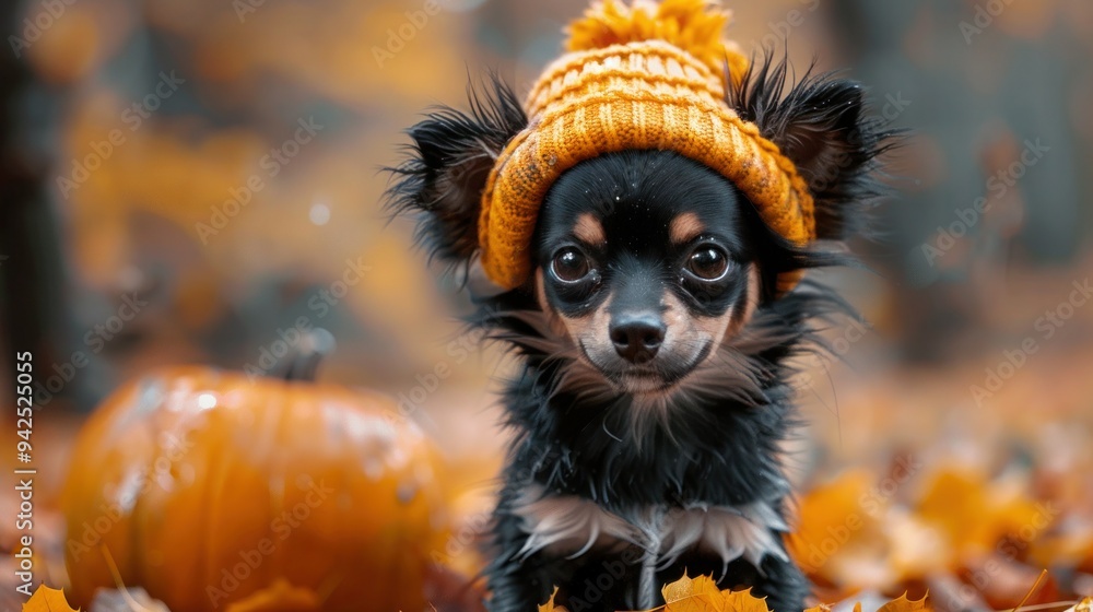 Festive Fall Friends: Cute Corgi and Black Cat in Halloween Park with Pumpkins and Autumn Leaves Festive Fall Friends: Cute Corgi and Black Cat in Halloween Park with Pumpkins and Autumn Leaves