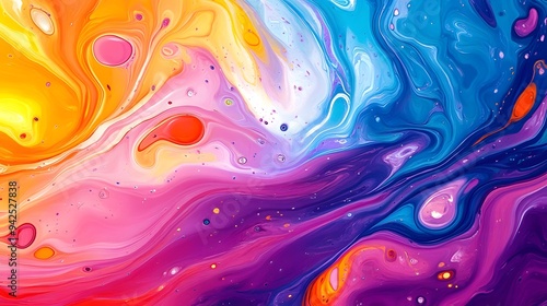  Ink Splash Abstract Background with Swirling Vivid Colors