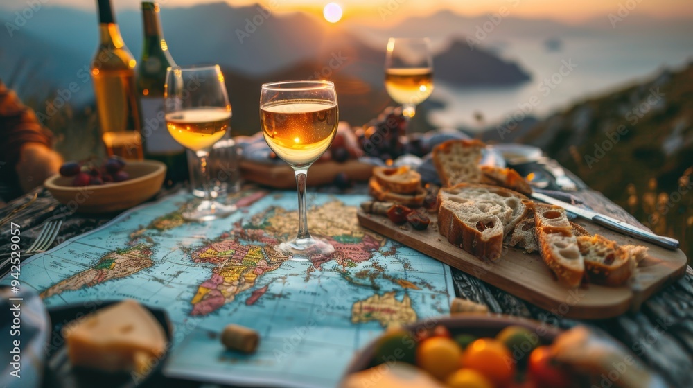 Fototapeta premium Travel Companions: Friends who journey together across the globe, savoring new cultures and cuisines, and forging unforgettable memories from their adventures. 