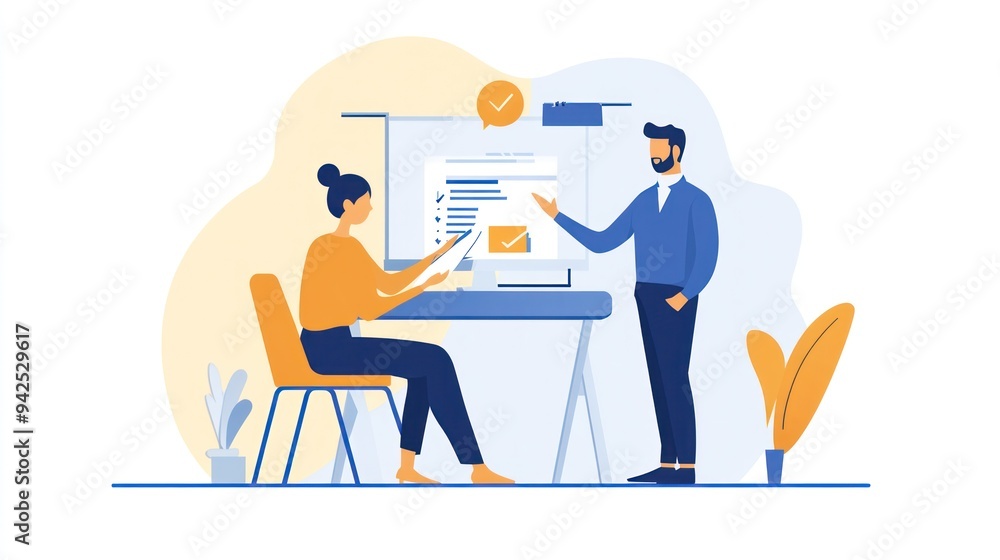 Fototapeta premium Business Meeting - Woman and Man Discussing a Project