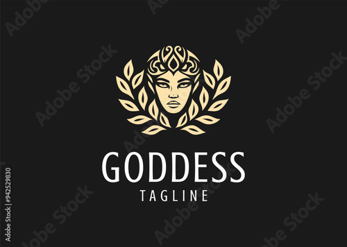 Vector illustration of Goddess of Beauty Logo Design