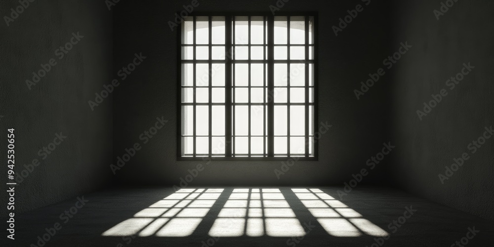 3D rendering of a prison cell window with bars 3D rendering of a prison cell window with bars