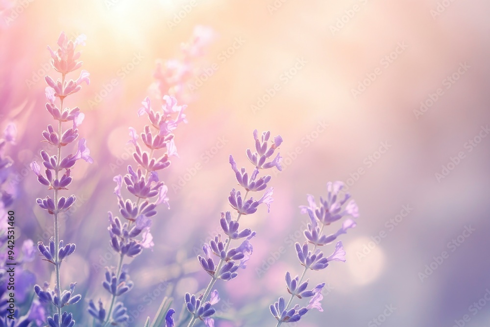 Lavender flowers field, soft focus. Beautiful Nature summer Background. Floral Natural Wallpaper with purple Lavender flowers , ai Lavender flowers field, soft focus. Beautiful Nature summer Background. Floral Natural Wallpaper with purple Lavender flowers , ai