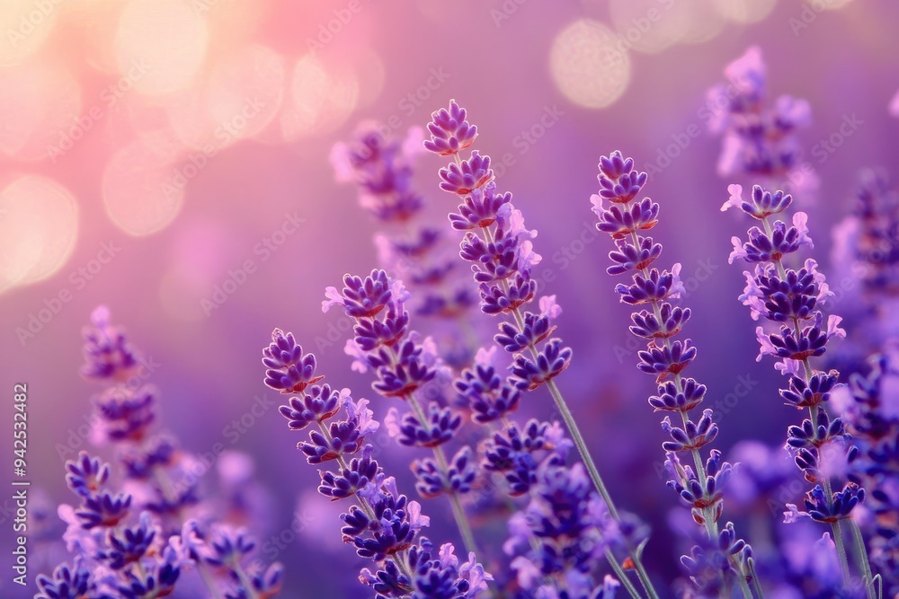 Lavender flowers field, soft focus. Beautiful Nature summer Background. Floral Natural Wallpaper with purple Lavender flowers , ai Lavender flowers field, soft focus. Beautiful Nature summer Background. Floral Natural Wallpaper with purple Lavender flowers , ai