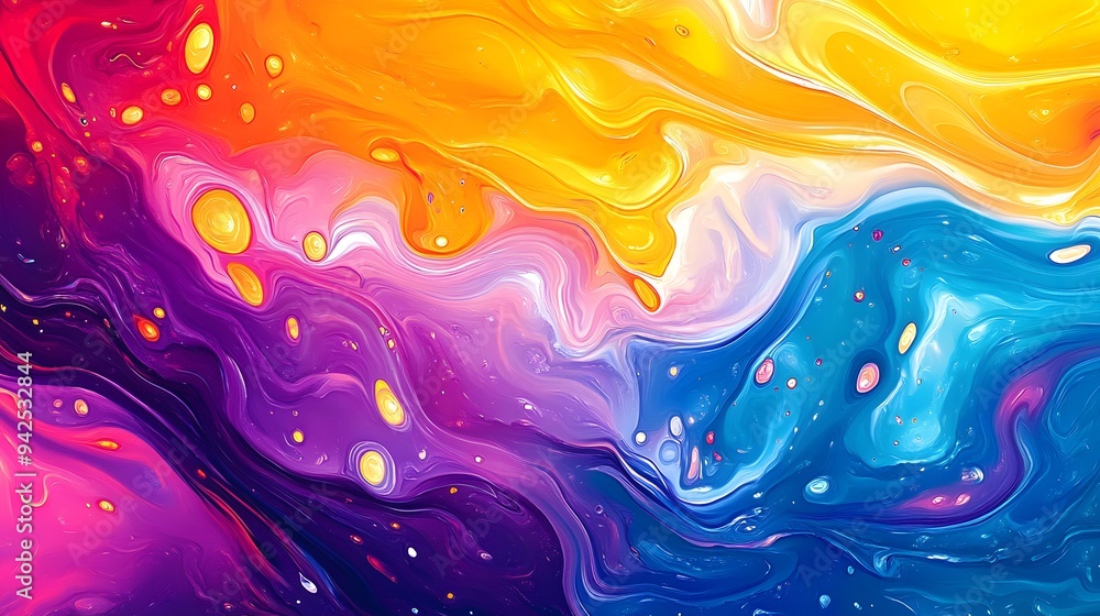Bold Ink Splash Abstract Background with Vivid Chromatic Whorls