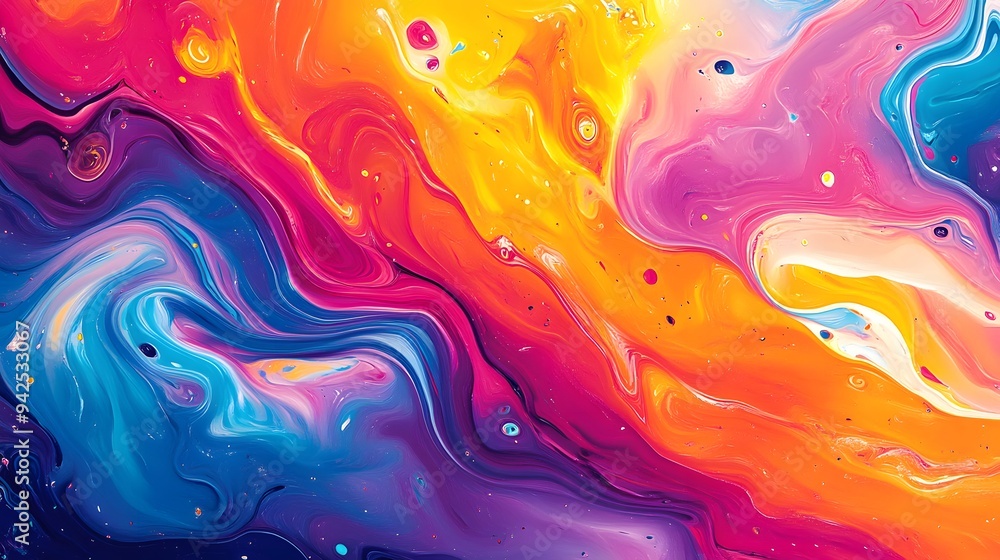 Bold Ink Splash Abstract Background with Vivid Chromatic Whorls Bold Ink Splash Abstract Background with Vivid Chromatic Whorls
