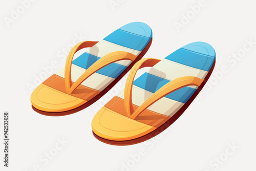 Colorful striped beach flip-flops