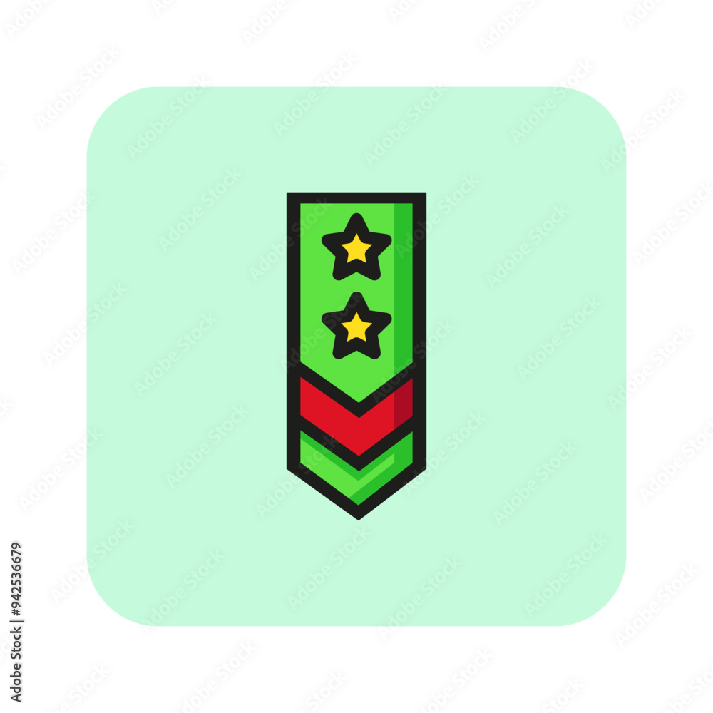 Officer rank line icon. Ornament, star, navy. Army concept. Can be used for topics like major, command, chief Officer rank line icon. Ornament, star, navy. Army concept. Can be used for topics like major, command, chief