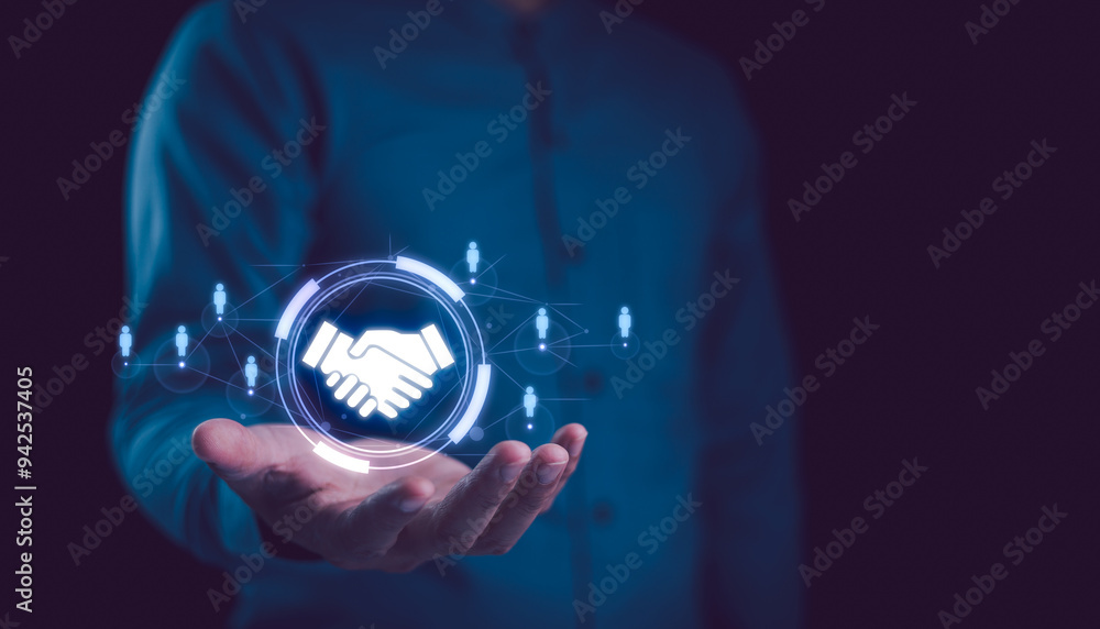 Business ecosystems and partnerships concept. Business collaboration strategies. The complex network of organizations to create value for customers acquisition , suppliers, and other stakeholders.