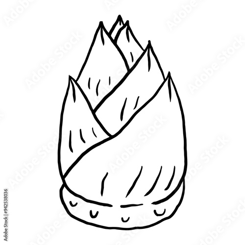 Bamboo Shoots Outline  doodle suitable for restaurant or vegetable supermarket illustrations, icons, packaging designs, and other product needs related to processed vegetable foods