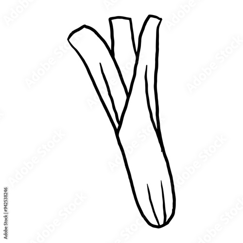 Leeks Outline  doodle suitable for restaurant or vegetable supermarket illustrations, icons, packaging designs, and other product needs related to processed vegetable foods