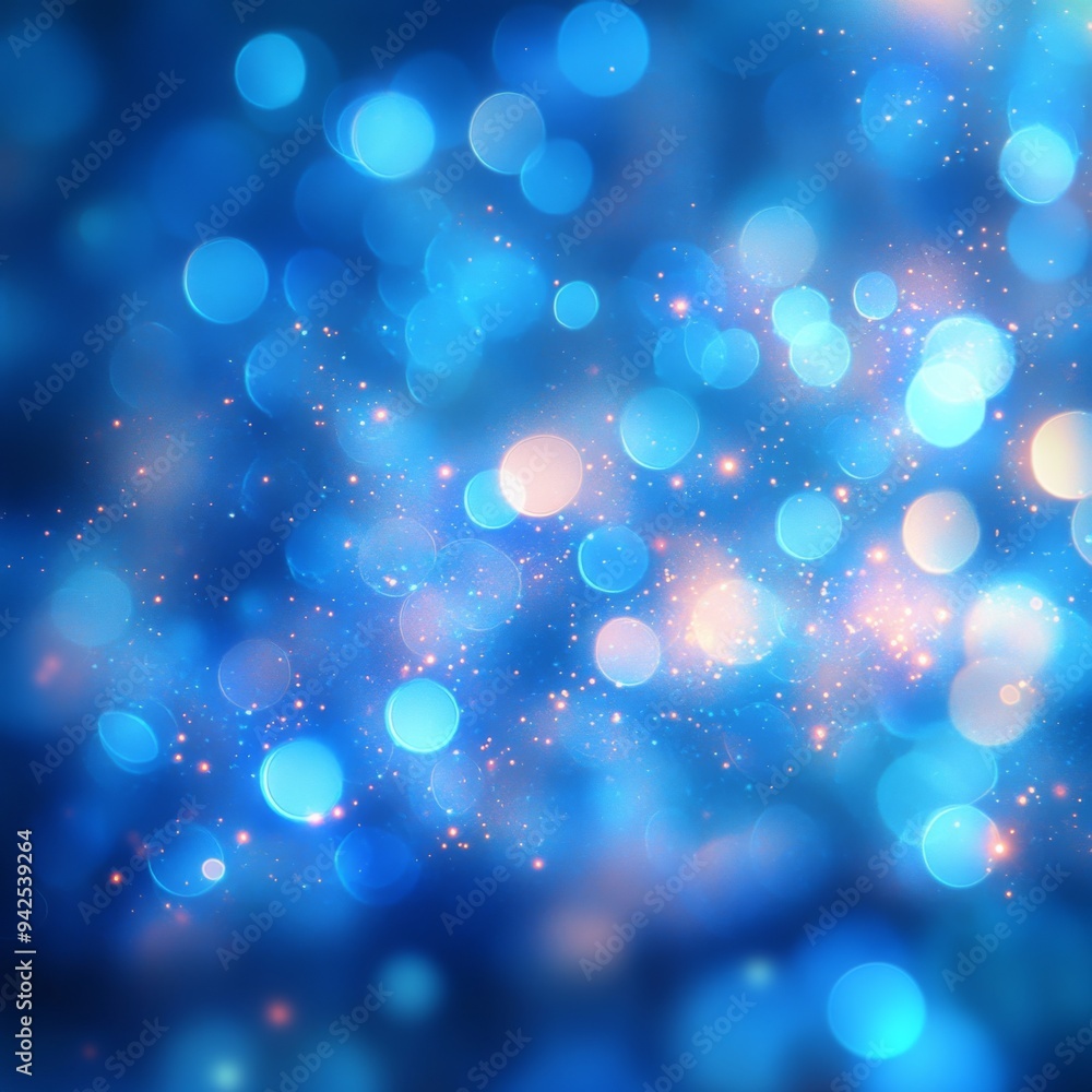 柔らかな輝きを放つ水色と白の虹色ボケの背景