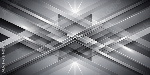 Abstract grayscale composition with intersecting lines and shapes