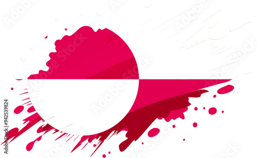 Greenland flag painted with Grunge brush stroke, watercolor flag