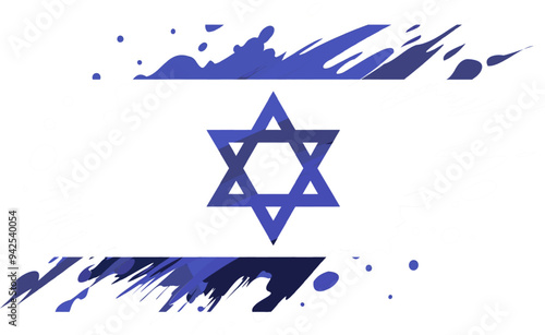 Israel flag painted with Grunge brush stroke, watercolor flag
