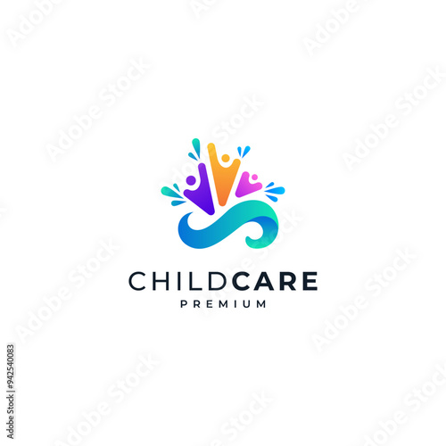 a colorful and cheerful bunch of kids for a logo of child care, education, social and orphanages