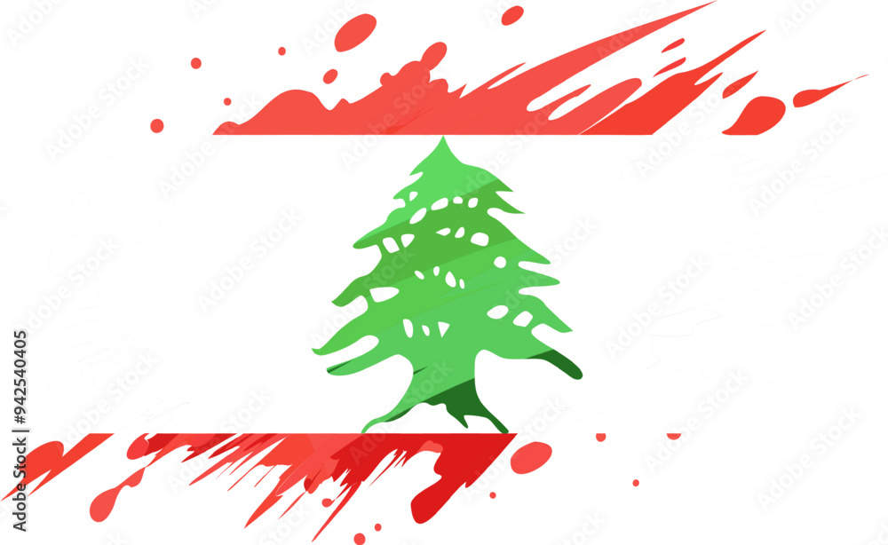 Lebanon flag painted with Grunge brush stroke, watercolor flag Lebanon flag painted with Grunge brush stroke, watercolor flag
