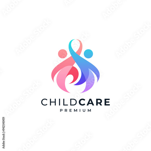 two little kids dancing for the logo of child care, education and orphanages