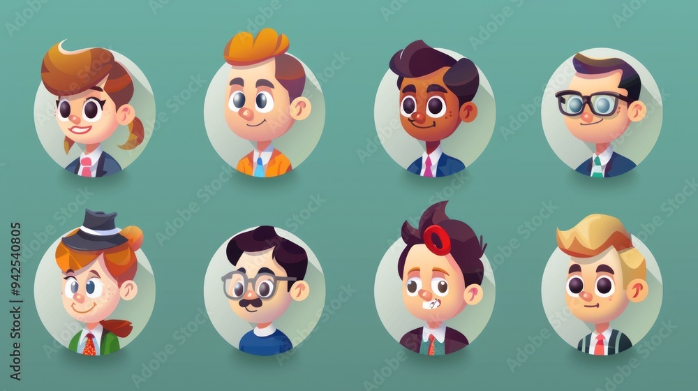 Cartoon avatars of various people. Cartoon avatars of various people.