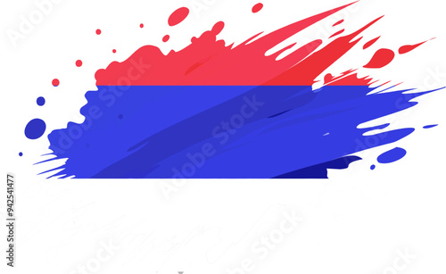 Republika Srpsk flag painted with Grunge brush stroke, watercolor flag