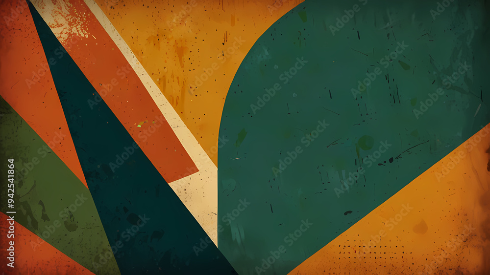 Naklejka premium retro abstract illustration background that features bold, overlapping shapes with distressed edges