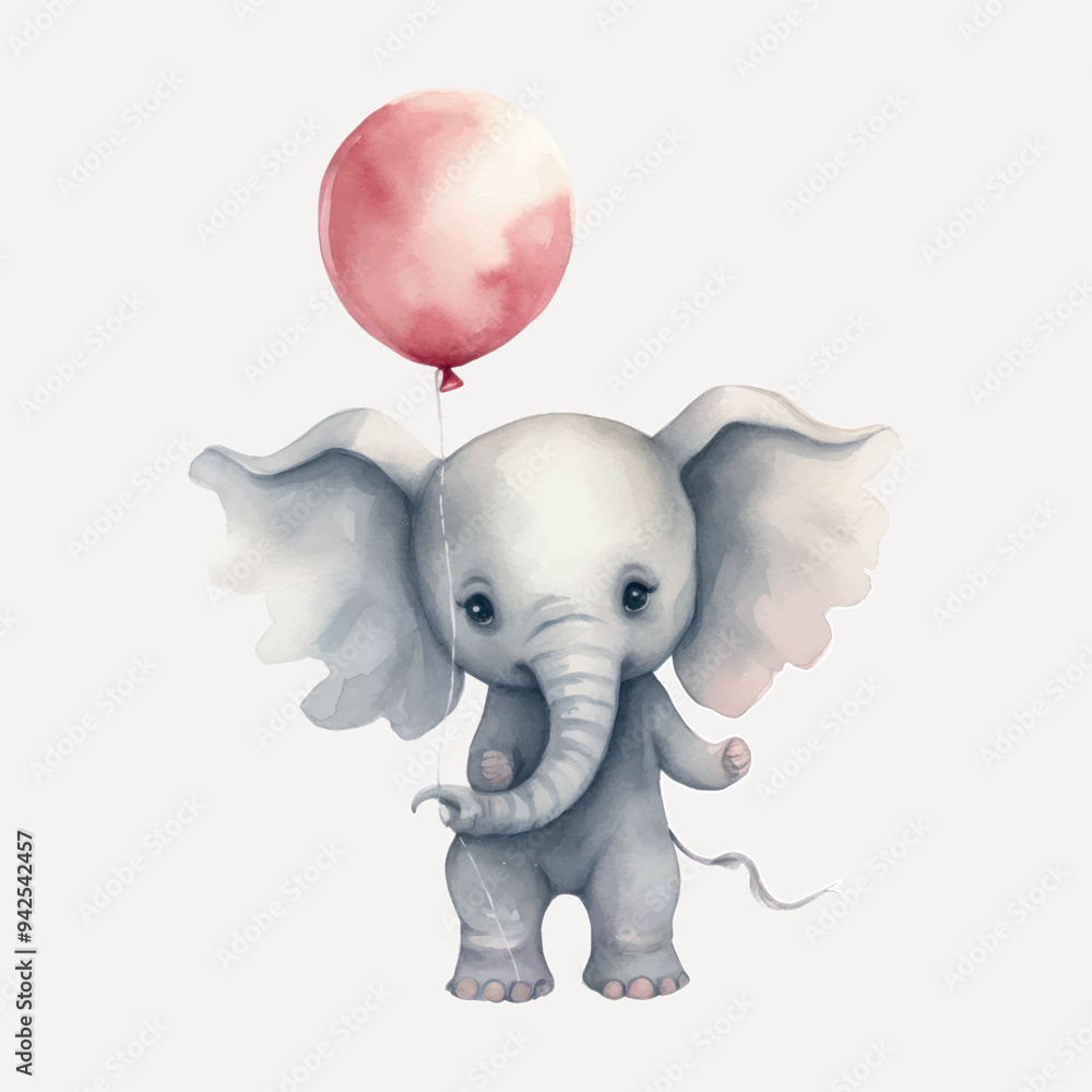 Cute elephant holding balloon Cute elephant holding balloon