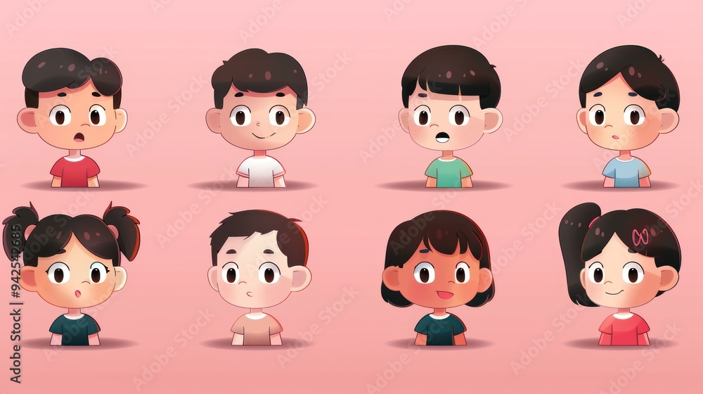 Cartoon Characters with Different Expressions. Cartoon Characters with Different Expressions.