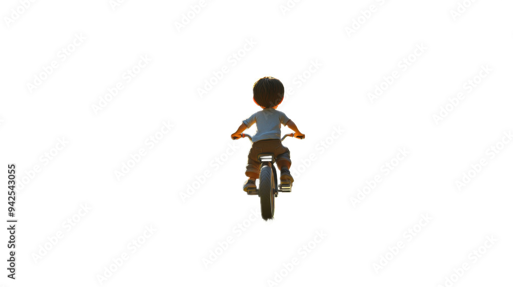 Little boy riding bicycle away from camera transparent background Little boy riding bicycle away from camera transparent background