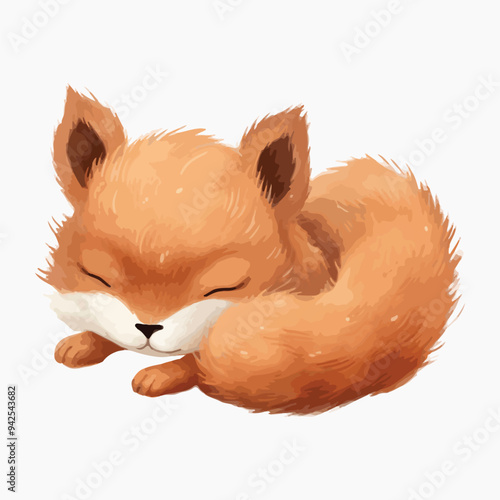 Adorable sleeping cartoon fox
