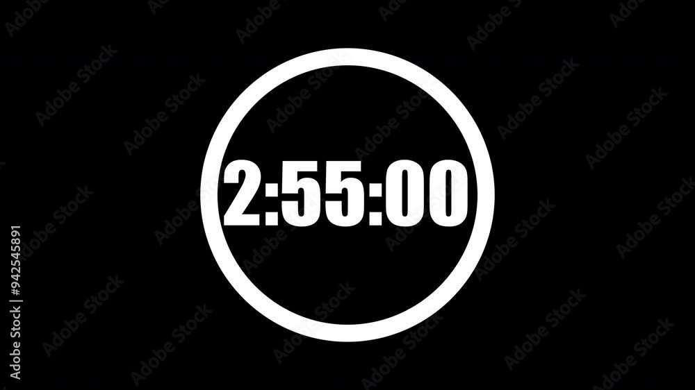 3 Minute countdown timer in a circle. White numbers on black background. 3 minute countdown. Digital countdown. 4K motion count down timer. 3 Minute countdown timer in a circle. White numbers on black background. 3 minute countdown. Digital countdown. 4K motion count down timer.