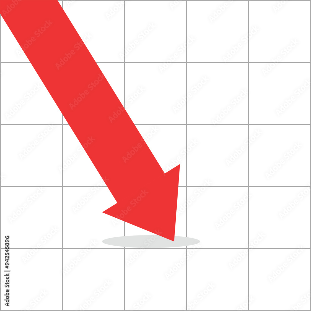 red arrow business graph going down with grid background represent loss red arrow business graph going down with grid background represent loss