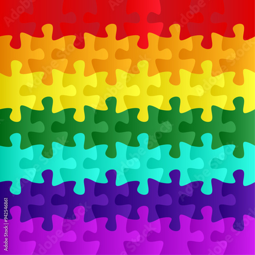 LGBT puzzle background vector with flag colors.