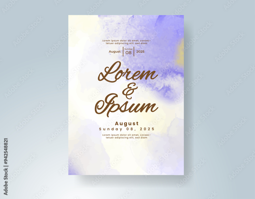 Wedding invitation with Abstract splashed watercolor background Wedding invitation with Abstract splashed watercolor background