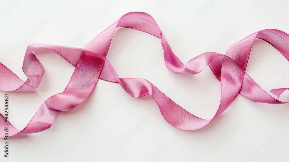 Pink ribbon on a white background, symbolizing breast cancer awareness with a clean, clear design. Pink ribbon on a white background, symbolizing breast cancer awareness with a clean, clear design.