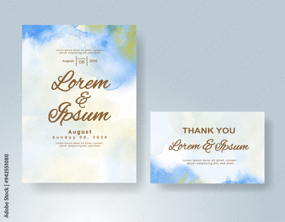 Wedding invitation with Abstract splashed watercolor background Wedding invitation with Abstract splashed watercolor background