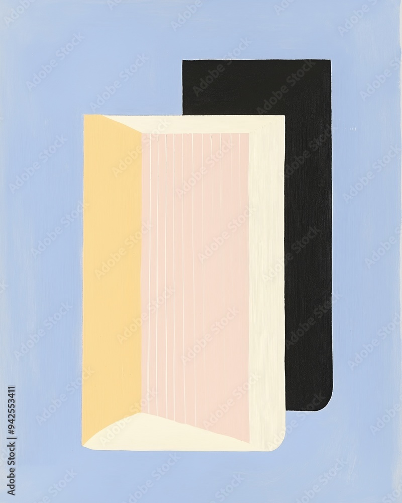 Artwork of Geometric Play: Serene Blue, White, black, pink Planar Contrast. Perfect for decorative elements. cards, wall decor, book cover Artwork of Geometric Play: Serene Blue, White, black, pink Planar Contrast. Perfect for decorative elements. cards, wall decor, book cover